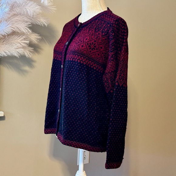 Alpaca Imports Sweater Cardigan Handmade Alpaca Wool Black Red Women’s XL - Picture 2 of 9